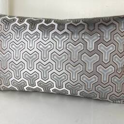 White & Silver Geometric Brocade Pillow Case, Japanese Obi Brocade, Sofa Bedding, Japan Throw Pillow, Kimono Cushion, Wedding Decor - thumbnail 4