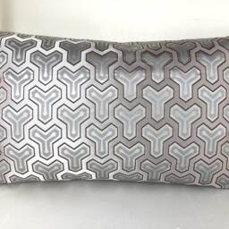 White & Silver Geometric Brocade Pillow Case, Japanese Obi Brocade, Sofa Bedding, Japan Throw Pillow, Kimono Cushion, Wedding Decor - thumbnail 3