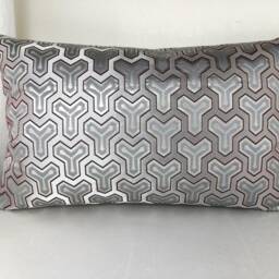 White & Silver Geometric Brocade Pillow Case, Japanese Obi Brocade, Sofa Bedding, Japan Throw Pillow, Kimono Cushion, Wedding Decor - thumbnail 2