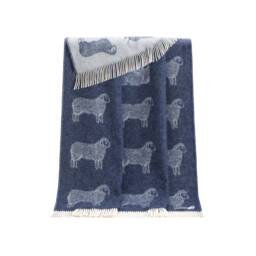Denim Blue Sheep Wool Throw - Woven Blanket Made From Pure Ideal As Bedspread, Housewarming Present - thumbnail 1