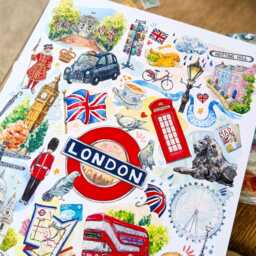 London Travel Art Print - A4 Size Icons Of London, British City Wall Art, Hand Painted Journal Design, Big Ben & Sights The - thumbnail 2