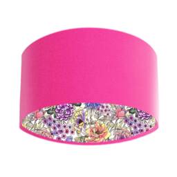 Hot Pink Velvet Lampshade, Summer Wildflower Print - thumbnail 1