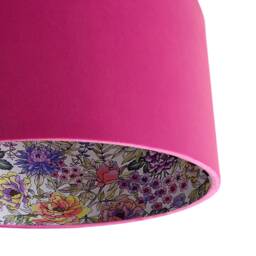 Hot Pink Velvet Lampshade, Summer Wildflower Print - thumbnail 3