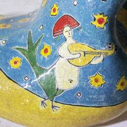 Handmade Ceramic Vase Painted Folklore Art, Unique Home Decor - thumbnail 4