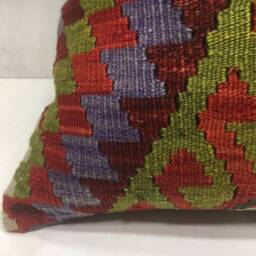 Vintage Kilim Pillow Cover, Turkish Sofa Cushion, Handwoven Linen Back - 20x20 - thumbnail 3