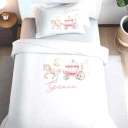 Pink Fairy Carriage Personalised Duvet Cover Pillow Set Princess Castle Bedding Item - thumbnail 3