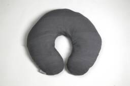 Linen Travel Pillow, Grey Neck Buckwheat Zewo Waste Charcoal Grey Linen Zero Pillow - thumbnail 1