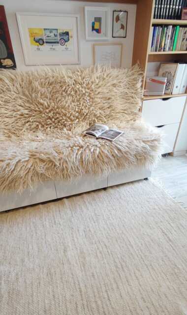 Handmade Wool Rug, Handwoven Natural White Carpet, Minimalist Cozy Living Room Decor, Scandinavian Rug - image 1
