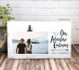 And So Our Adventure Continues Anniversary Picture Frame, Yearly Family Vacation Photo Couples Gift, Sonogram Pic - thumbnail 1