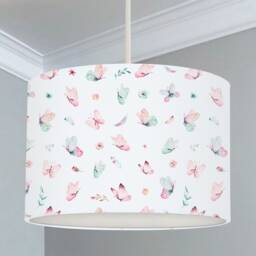 Pastel Butterflies Lampshade, Nursery Children's Bedroom, Drum Ceiling Lamp Light Shade - thumbnail 1