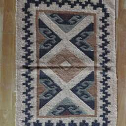 Handwoven Jute Wool Kilim Rug - Traditional Indian Decor - 2x3 Ft - thumbnail 3