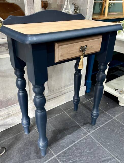 Sold Console Table, Tall, Hall, Living Room, Furniture, End Hand Painted in Fusion, Mineral Paint, Chunky Pine, Wooden, Midnight Blue - image 1