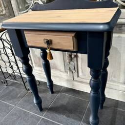 Sold Console Table, Tall, Hall, Living Room, Furniture, End Hand Painted in Fusion, Mineral Paint, Chunky Pine, Wooden, Midnight Blue - thumbnail 2