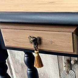 Sold Console Table, Tall, Hall, Living Room, Furniture, End Hand Painted in Fusion, Mineral Paint, Chunky Pine, Wooden, Midnight Blue - thumbnail 3