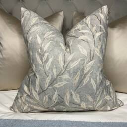 Sanderson Osier Fabric, Leaf Trail Cushion Cover, Decorative Pillow, Sofa Pillow Throw/Countryside Decor - Grey Ivory- Double Sided - thumbnail 1