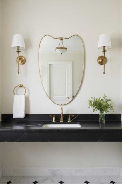 Shield Unlacquered Brass Mirror - Curved Vanity Wall - image 1