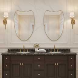 Shield Unlacquered Brass Mirror - Curved Vanity Wall - thumbnail 2