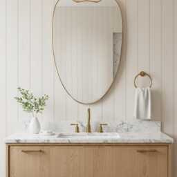 Shield Unlacquered Brass Mirror - Curved Vanity Wall - thumbnail 3