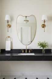 Shield Unlacquered Brass Mirror - Curved Vanity Wall
