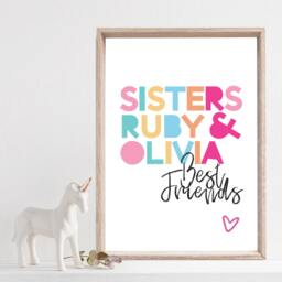 Set Of 3 Sister Prints, Girls Bedroom Decor, Rainbow Wall Art, Playroom Prints Personal - thumbnail 2