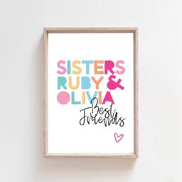 Set Of 3 Sister Prints, Girls Bedroom Decor, Rainbow Wall Art, Playroom Prints Personal - thumbnail 3