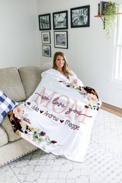 Personalized Christmas Gift For Mom, Grandparents Blanket From Grandkids, Mom Present, Grandma - image 1