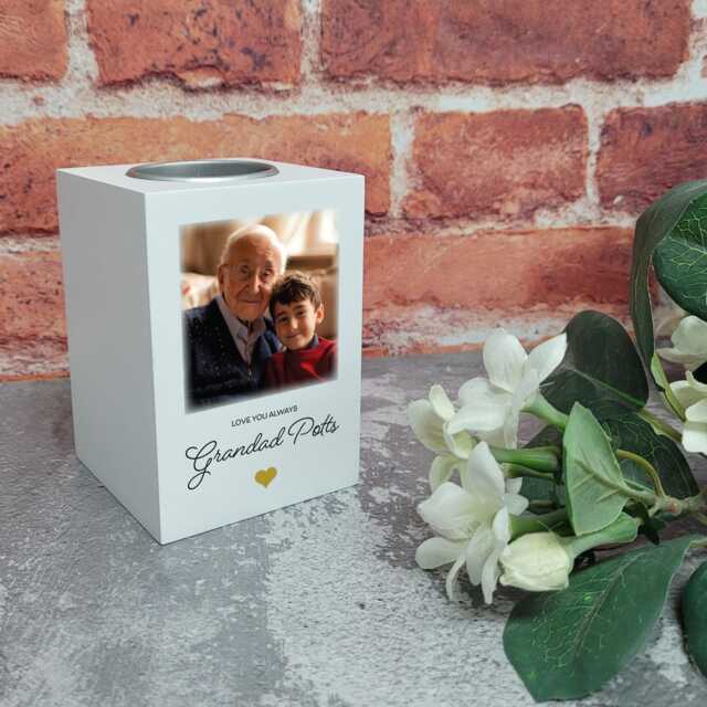 Personalised Memorial Tea Light Candle Holder - Remembrance For Loved Ones With Photo - image 1