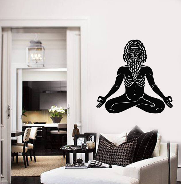 Yogi Vinyl Wall Decal Meditating Man Yoga Studio Decor Art Sticker Mural - #2685Di - image 1
