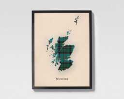 Clan Munster Scottish Tartan Map - Of Scotland Family Wall Decor, Ready To Hang - thumbnail 1