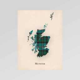 Clan Munster Scottish Tartan Map - Of Scotland Family Wall Decor, Ready To Hang - thumbnail 2
