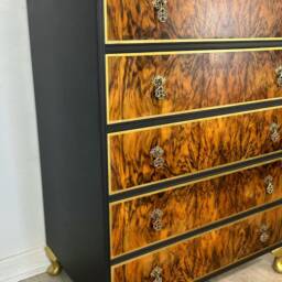 Chest Of 5 Drawers Painted in Black & Gold Now Sold Available To Commission - thumbnail 3