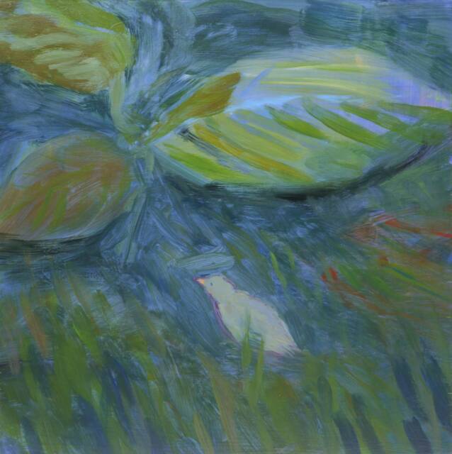Little Grey Bird in The Grass - Original Fine Art, Wall Decor, Bird Acrylic Painting On Panel Irene Stapleford Wantknot Shop - image 1