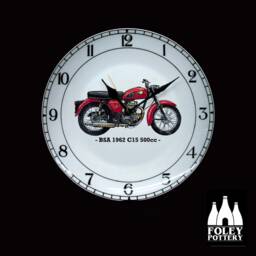cmc Bsa 1965 C15 250Cc Single - Classic Motorbike Illustrated Fine Bone China Clock - thumbnail 2