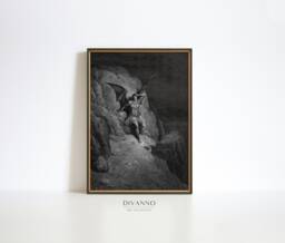Gustave Dor?? Print, Mythological Wall Art, Victorian Dark Academia Decor, Lucifer Surreal Poster, Gothic Art Gift, Digital, Fantasy Etching - thumbnail 1