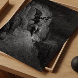 Gustave Dor?? Print, Mythological Wall Art, Victorian Dark Academia Decor, Lucifer Surreal Poster, Gothic Art Gift, Digital, Fantasy Etching - thumbnail 2