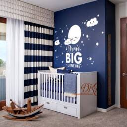 Dream Big Little One Wall Decal, Moon Sticker, Clouds & Stars Decals, Kids Room Wall Decor-Dk357 - thumbnail 2