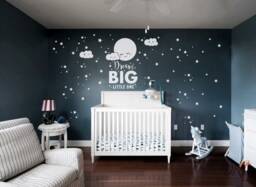 Dream Big Little One Wall Decal, Moon Sticker, Clouds & Stars Decals, Kids Room Wall Decor-Dk357 - thumbnail 1