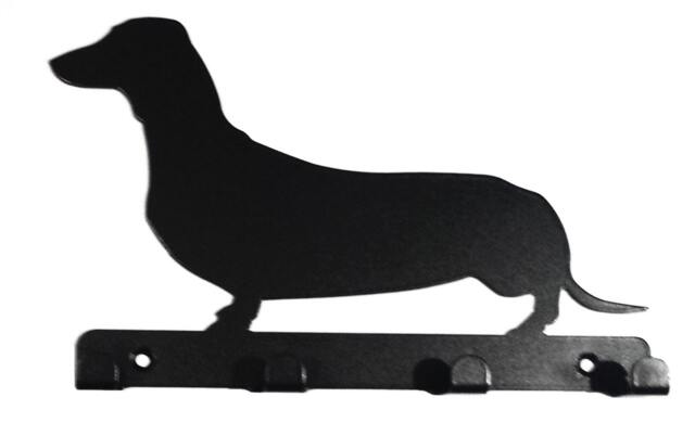 Dachshund - Sausage Dog Silhouette Key Hook Rack - Metal Wall Art