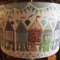 Handmade Beach Huts Lamp Shade Seaside Pastel Lightshade - thumbnail 4
