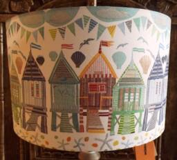 Handmade Beach Huts Lamp Shade Seaside Pastel Lightshade - thumbnail 1