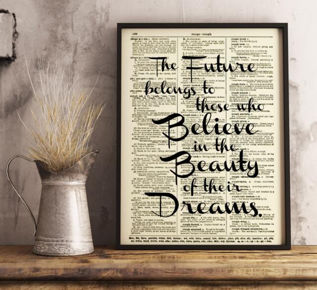 The Future Belongs To Those Who Believe in Beauty Of Their Dreams Inspirational Art Print Wall Decor Motivational Graduation Dorm - image 1