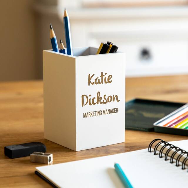 Personalised Wooden Pen Pot Holder Engraved Desk Organiser, New Job Gift - Lc251 - image 1