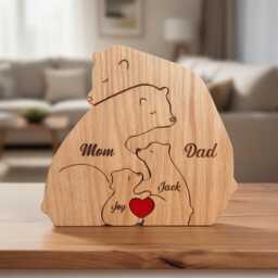 Personalised Wooden Bear Family Puzzle, Mothers Day Gift, Unique Ornament, For Of 2-8, Wood Decor, Thoughtful Present For Mum - thumbnail 3
