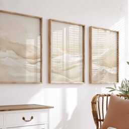 Set Of 3 Neutral Abstract Prints, Minimalist Wall Art, Beige Poster Set, Home Decor, Bedroom Living Room Art - thumbnail 2