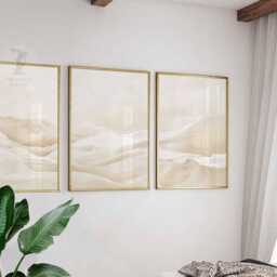 Set Of 3 Neutral Abstract Prints, Minimalist Wall Art, Beige Poster Set, Home Decor, Bedroom Living Room Art - thumbnail 4