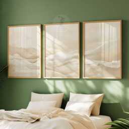 Set Of 3 Neutral Abstract Prints, Minimalist Wall Art, Beige Poster Set, Home Decor, Bedroom Living Room Art - thumbnail 3