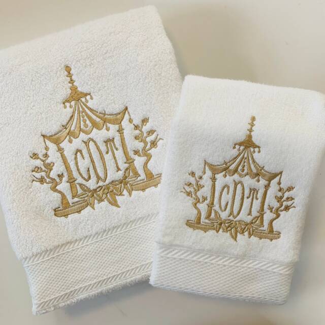Monogrammed Pagoda Towel Set - image 1