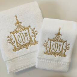 Monogrammed Pagoda Towel Set