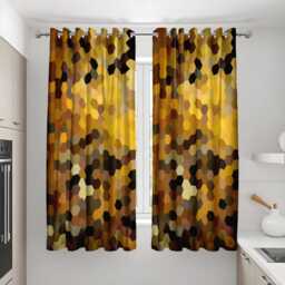 Brown Yellow Geometric Curtains, Modern Hexagon Drapes, Abstract Custom Heading Curtain Panel, Bold Fall Window Treatment, Living Room Decor - thumbnail 3