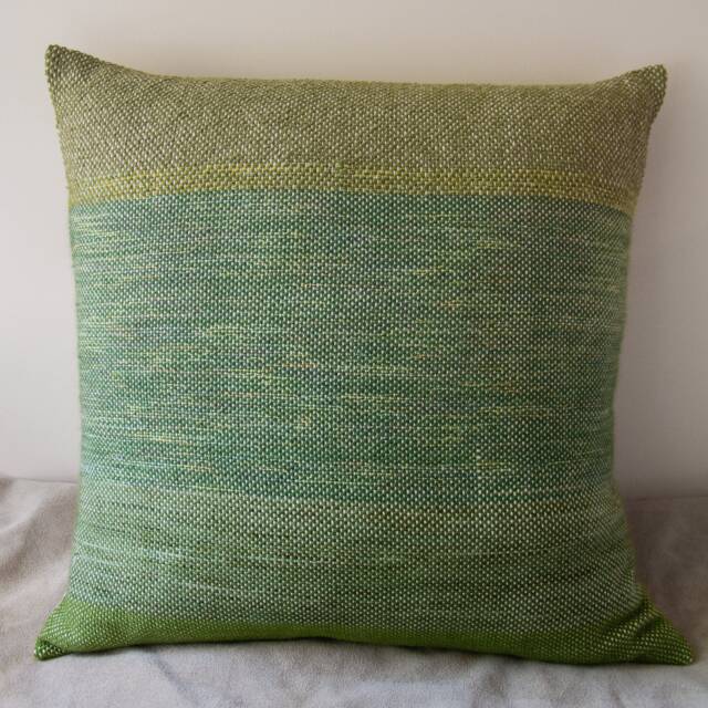 Wilshire Green Woven Pillow Designer Throw Handwoven Artisan Gift Forest Moss - image 1